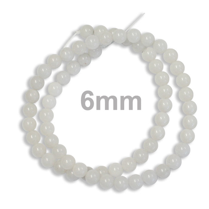 6mm Snow Jade / 16" Strand / natural / smooth round stone beads