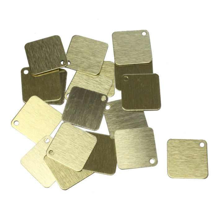 GOLD BRUSHED 25mm Square Tags / 25 Pack / anodized aluminum / for jewelry, etching, engraving