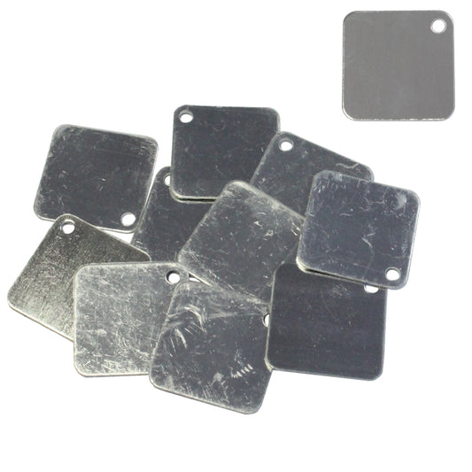 MIRROR 25mm Square Tags / 25 Pack / anodized aluminum / for jewelry, etching, engraving