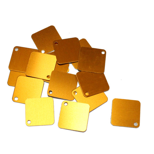 ORANGE 25mm Square Tags / 25 Pack / anodized aluminum / for jewelry, etching, engraving