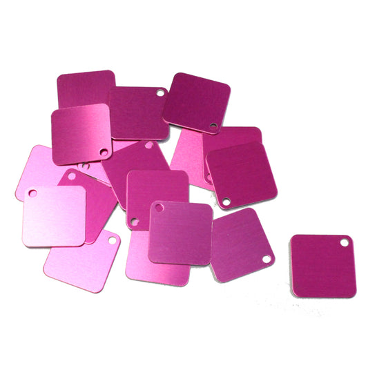 PINK 25mm Square Tags / 25 Pack / anodized aluminum / for jewelry, etching, engraving