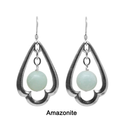 Kit for Trefoil Earrings / complete kit unassembled / with silver pewter trefoils and gemstone of your choice