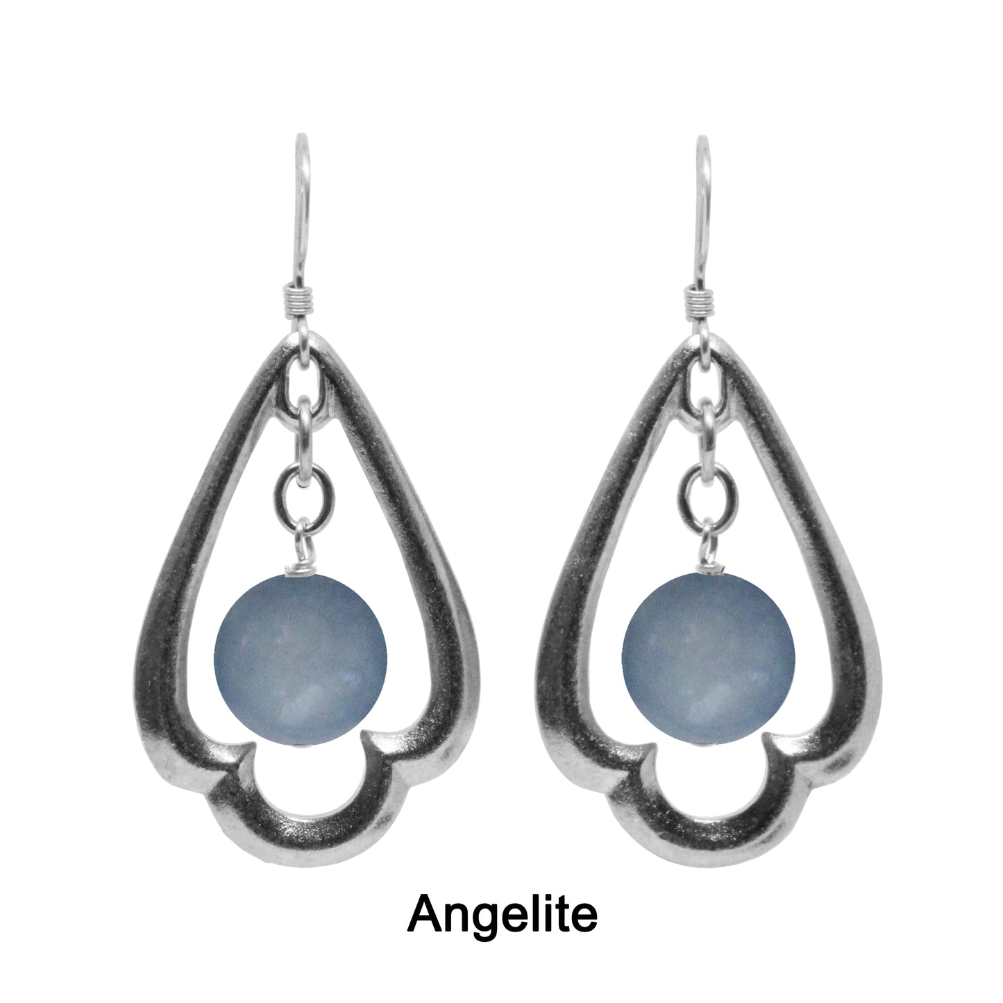 Trefoil Earrings / 45mm length / sterling silver earwires / choose from angelite, jade, carnelian, K2 granite, pink opal, turquoise