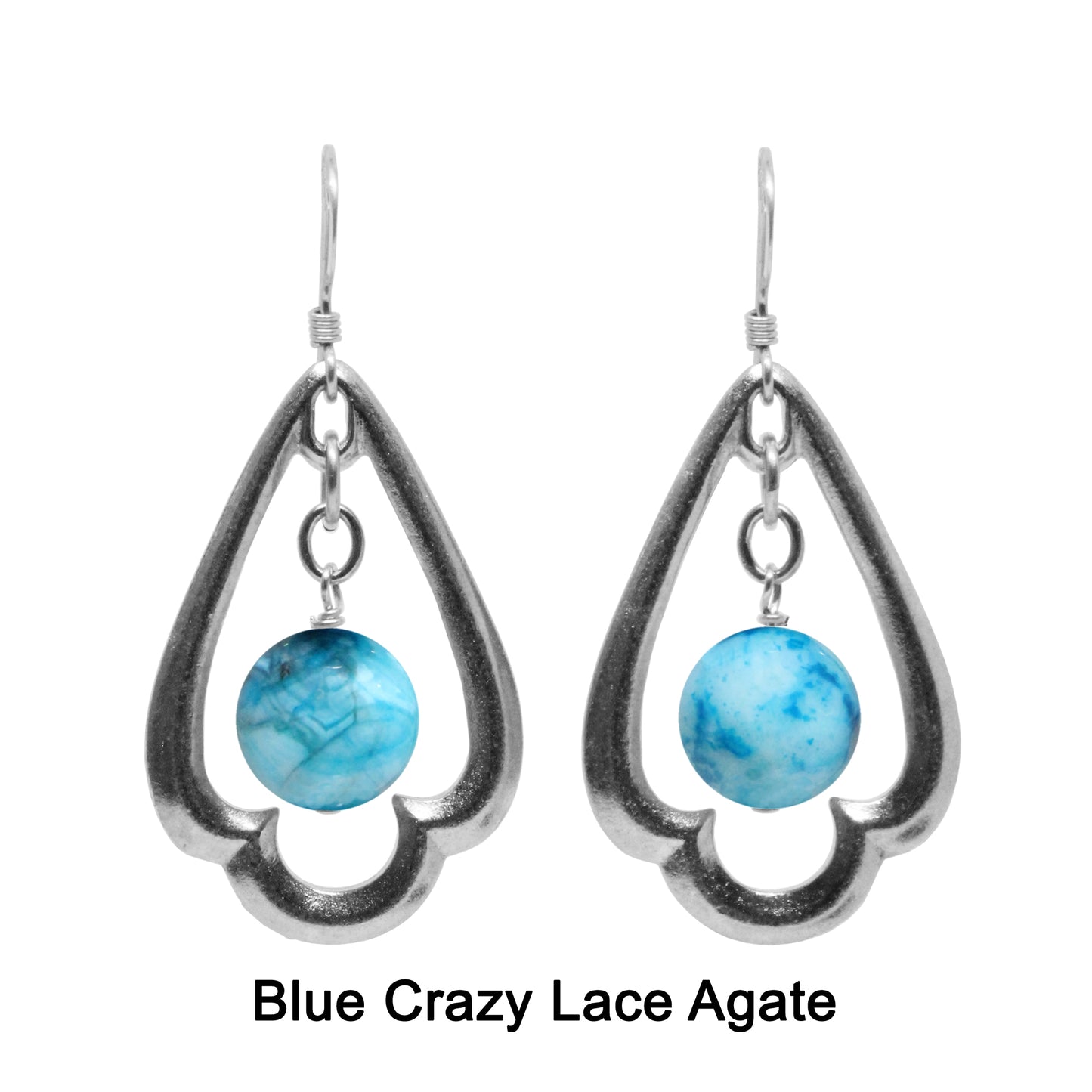 Kit for Trefoil Earrings / complete kit unassembled / with silver pewter trefoils and gemstone of your choice