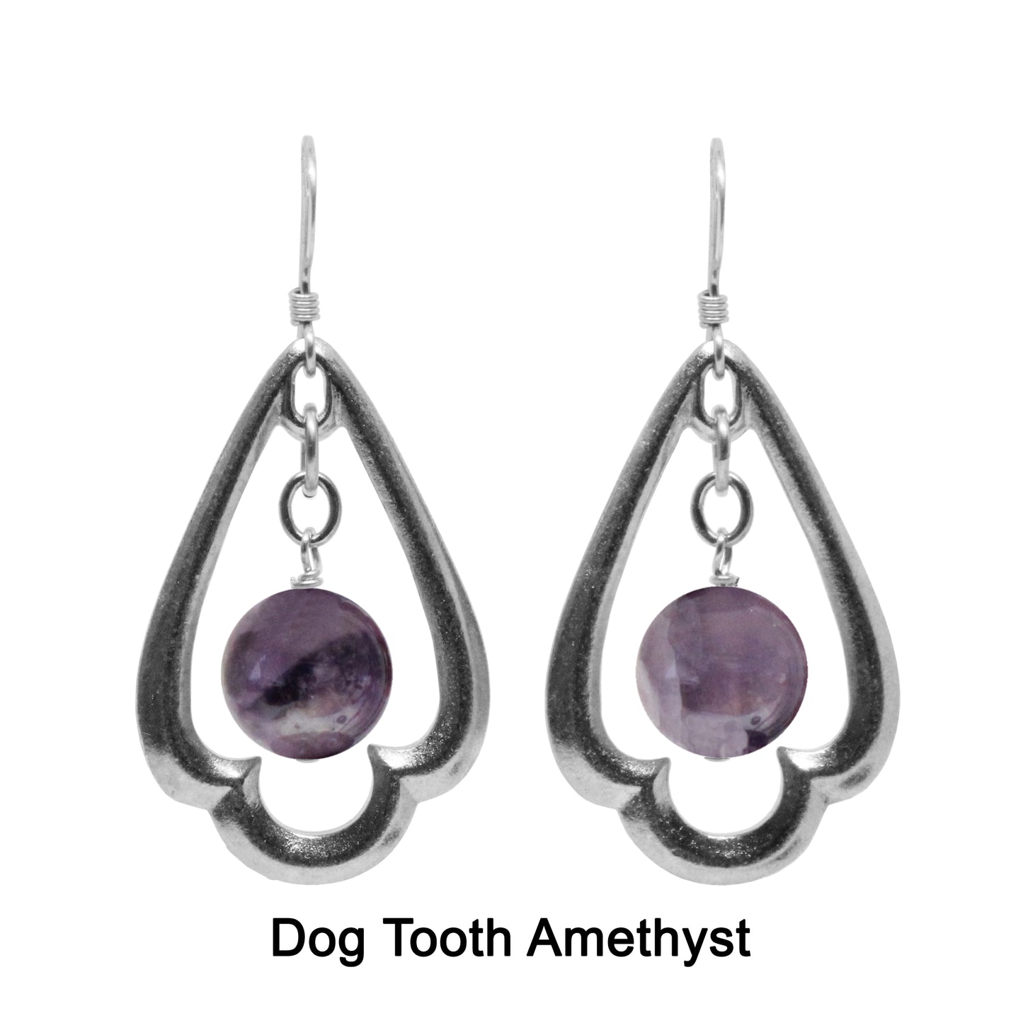 Kit for Trefoil Earrings / complete kit unassembled / with silver pewter trefoils and gemstone of your choice