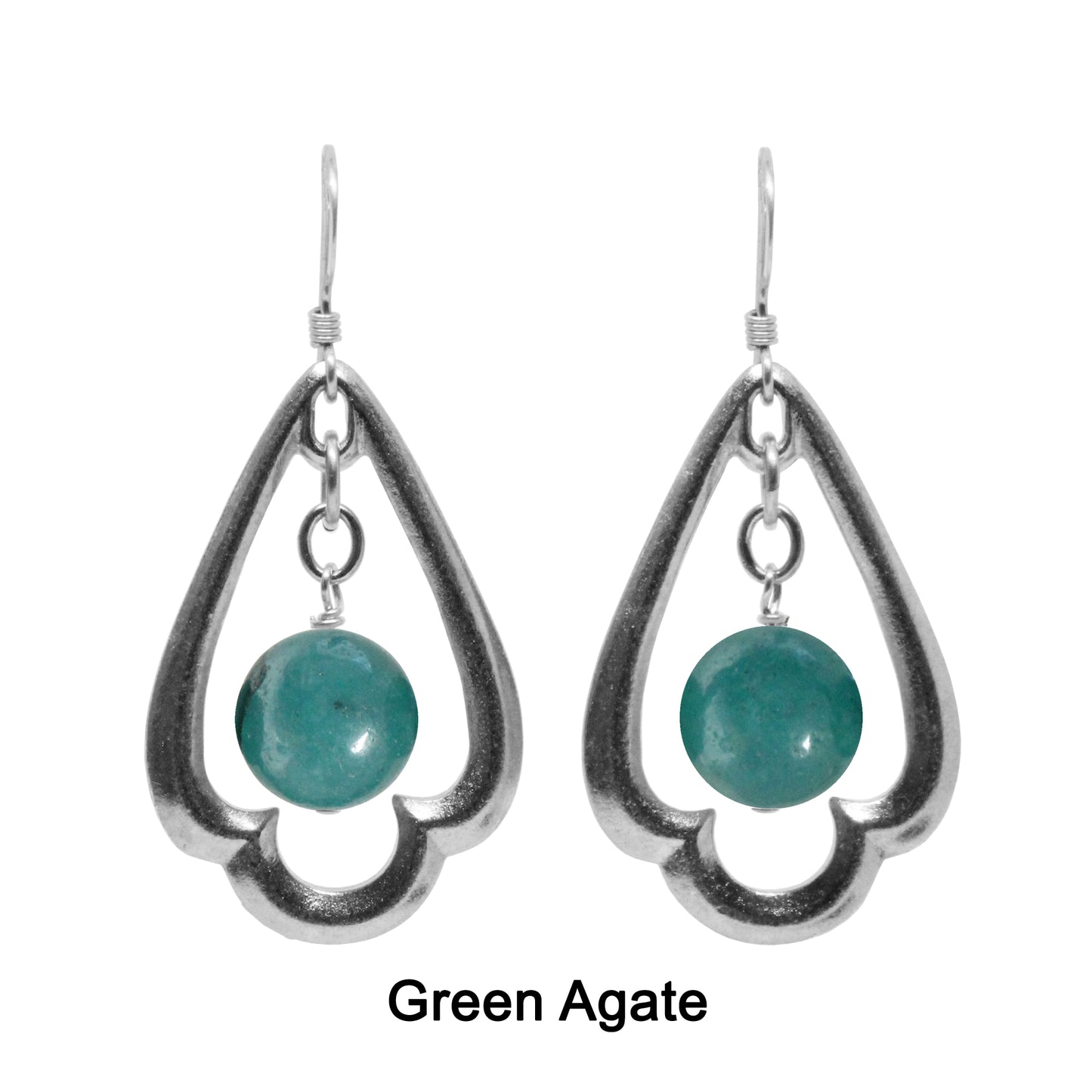Kit for Trefoil Earrings / complete kit unassembled / with silver pewter trefoils and gemstone of your choice