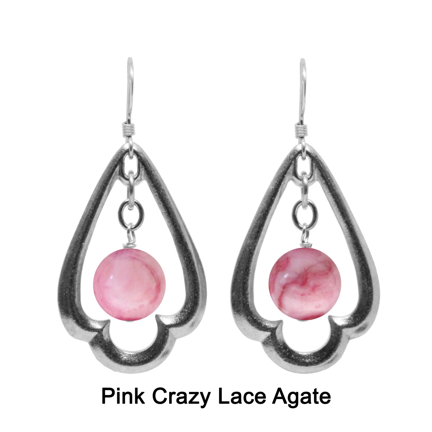 Kit for Trefoil Earrings / complete kit unassembled / with silver pewter trefoils and gemstone of your choice