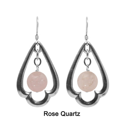 Kit for Trefoil Earrings / complete kit unassembled / with silver pewter trefoils and gemstone of your choice