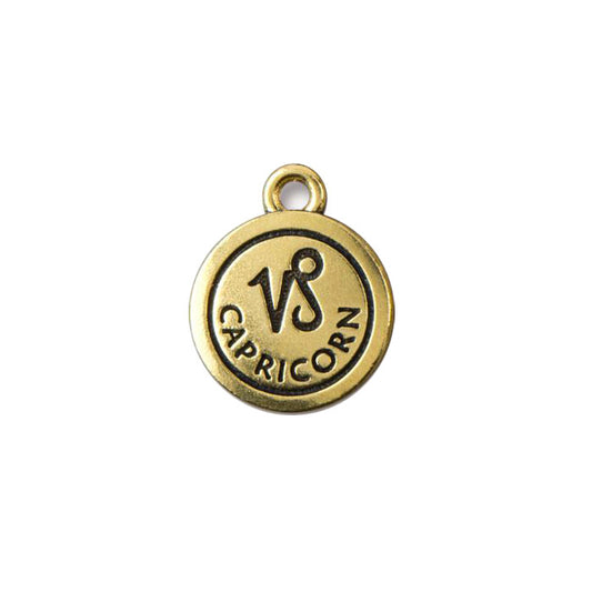 TierraCast Capricorn Zodiac Charm / pewter with antique gold finish